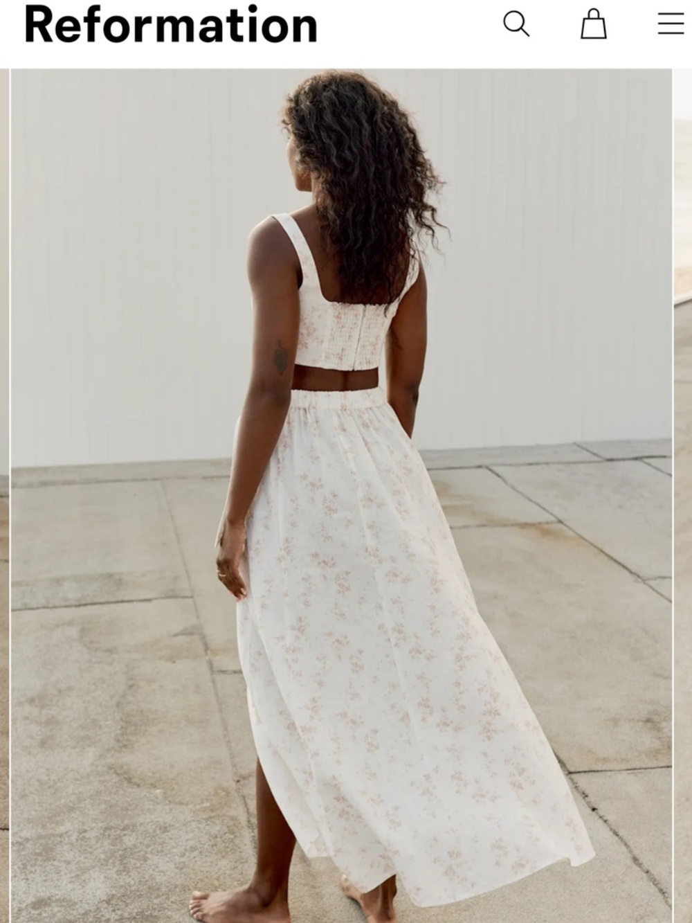 Reformation Palm Linen Set Skirt and Top Floral Print - Picture 3 of 13